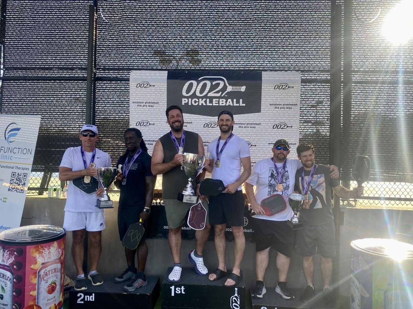 On the pickleball podium